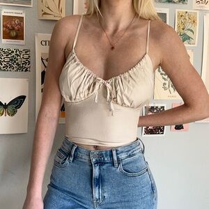Cream tie front top!